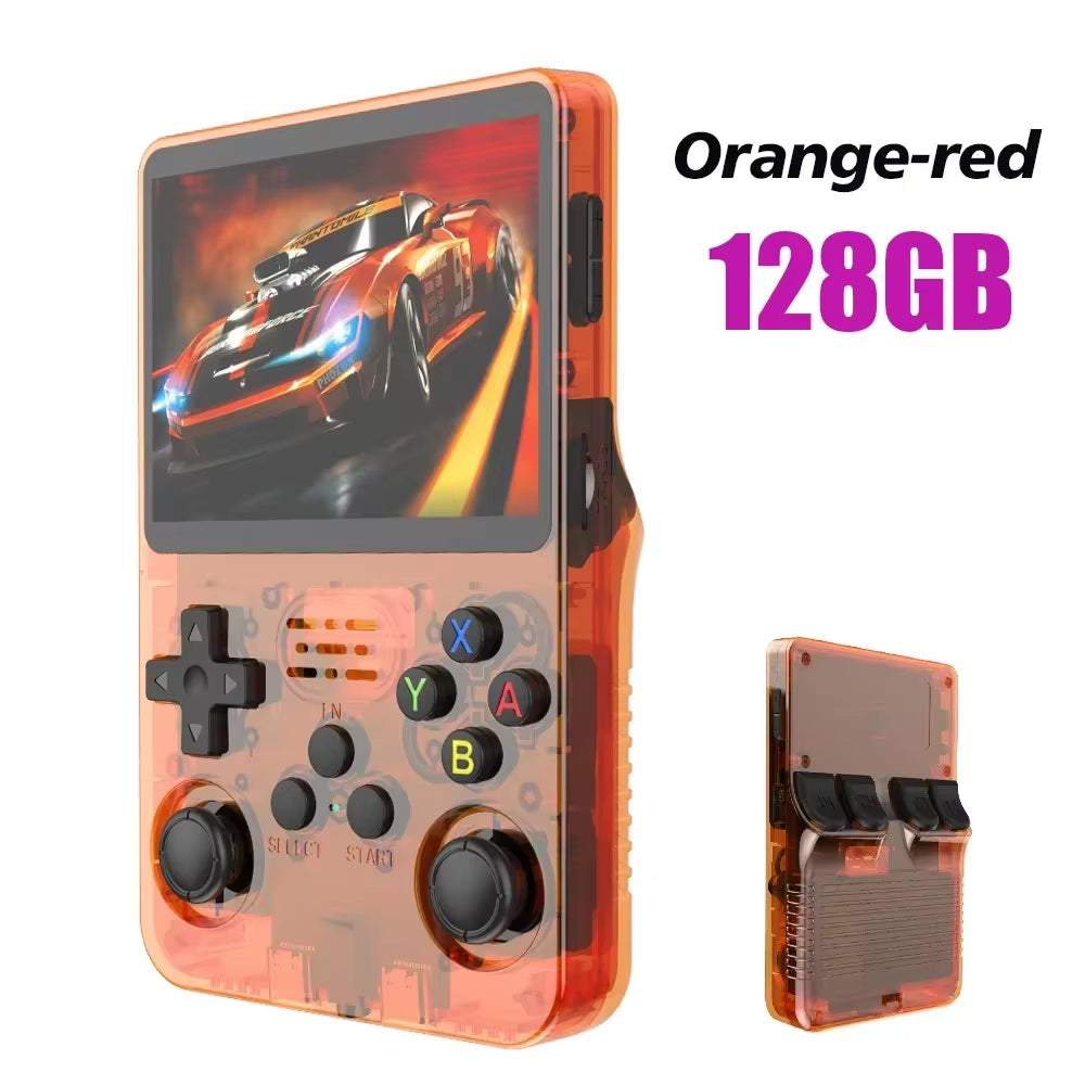 Nueva consola portátil retro R36S con sistema Linux, pantalla IPS de 3.5 pulgadas, reproductor portátil de videojuegos de bolsillo, 64GB/128GB, ideal como regalo para niños.