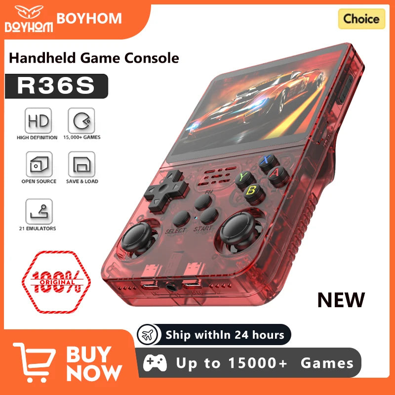 Nueva consola portátil retro R36S con sistema Linux, pantalla IPS de 3.5 pulgadas, reproductor portátil de videojuegos de bolsillo, 64GB/128GB, ideal como regalo para niños.