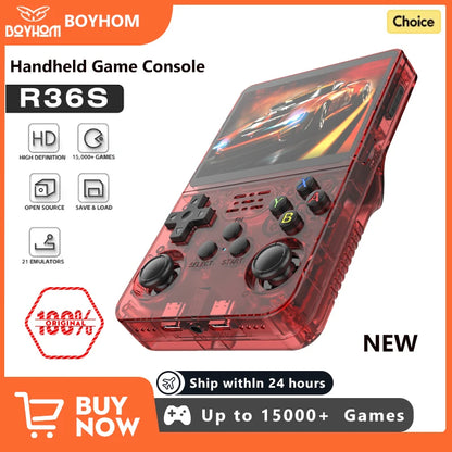 Nueva consola portátil retro R36S con sistema Linux, pantalla IPS de 3.5 pulgadas, reproductor portátil de videojuegos de bolsillo, 64GB/128GB, ideal como regalo para niños.
