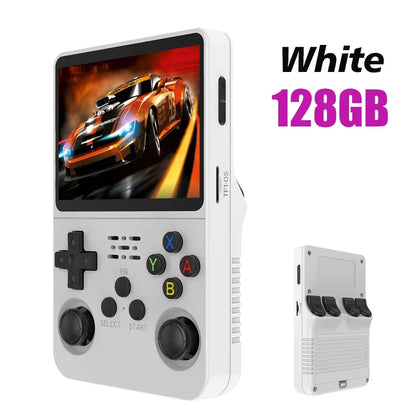 Nueva consola portátil retro R36S con sistema Linux, pantalla IPS de 3.5 pulgadas, reproductor portátil de videojuegos de bolsillo, 64GB/128GB, ideal como regalo para niños.