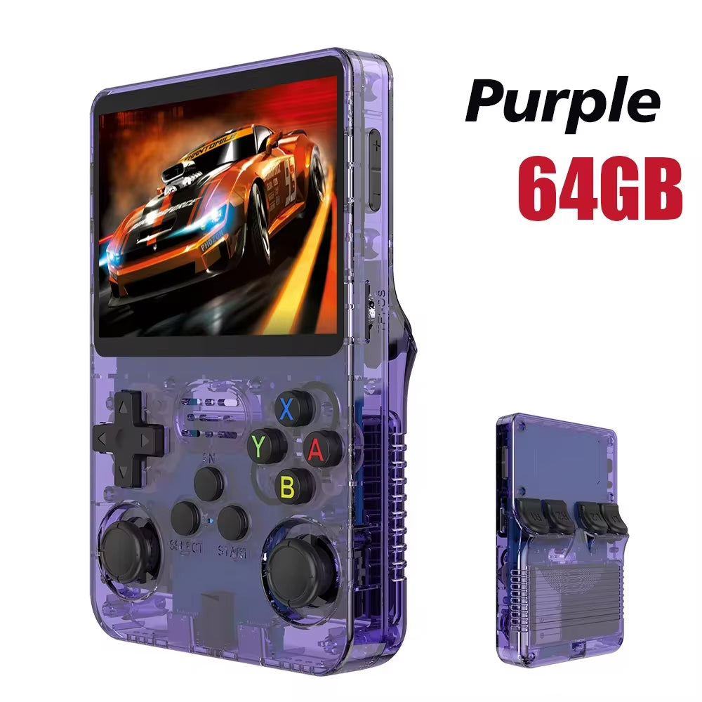 Nueva consola portátil retro R36S con sistema Linux, pantalla IPS de 3.5 pulgadas, reproductor portátil de videojuegos de bolsillo, 64GB/128GB, ideal como regalo para niños.