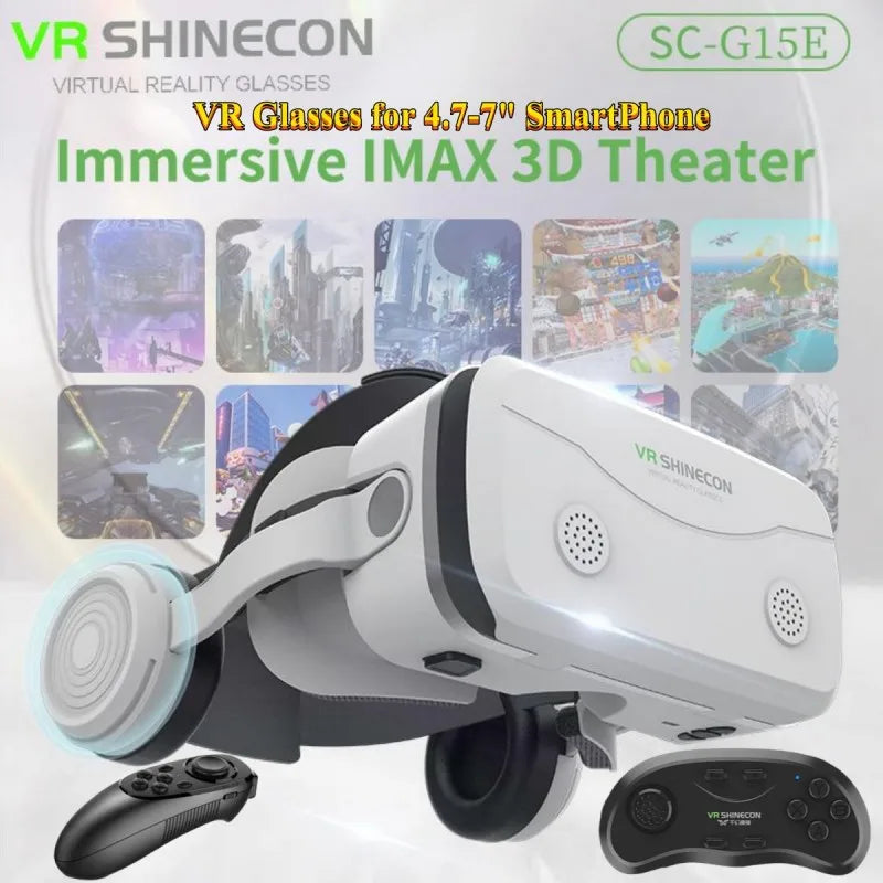 Gafas VR G15E IMAX 3D para películas y realidad virtual, compatibles con Google Cardboard. Casco VR para teléfonos de 4.7 a 7 pulgadas, compatible con control joystick para juegos.