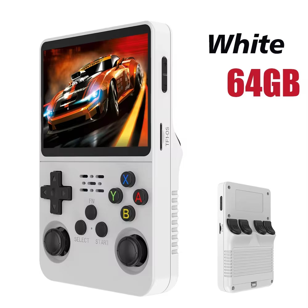 Nueva consola portátil retro R36S con sistema Linux, pantalla IPS de 3.5 pulgadas, reproductor portátil de videojuegos de bolsillo, 64GB/128GB, ideal como regalo para niños.