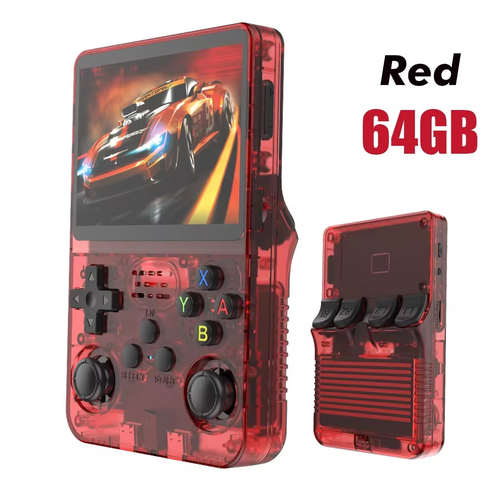 Nueva consola portátil retro R36S con sistema Linux, pantalla IPS de 3.5 pulgadas, reproductor portátil de videojuegos de bolsillo, 64GB/128GB, ideal como regalo para niños.