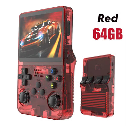 Nueva consola portátil retro R36S con sistema Linux, pantalla IPS de 3.5 pulgadas, reproductor portátil de videojuegos de bolsillo, 64GB/128GB, ideal como regalo para niños.