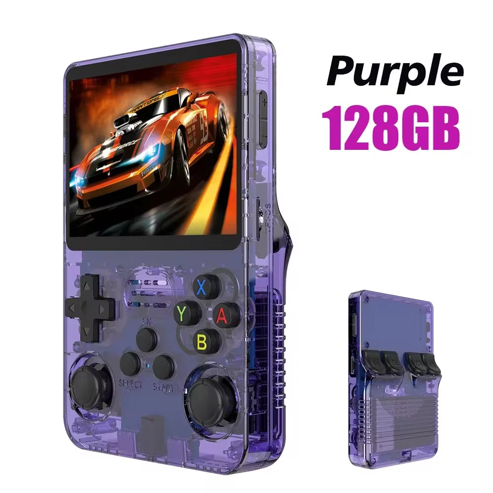 Nueva consola portátil retro R36S con sistema Linux, pantalla IPS de 3.5 pulgadas, reproductor portátil de videojuegos de bolsillo, 64GB/128GB, ideal como regalo para niños.