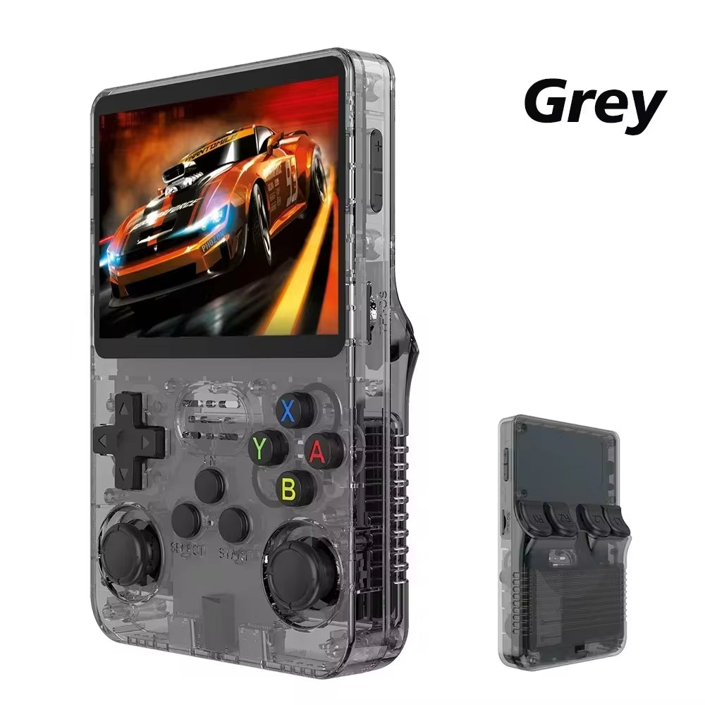 Nueva consola portátil retro R36S con sistema Linux, pantalla IPS de 3.5 pulgadas, reproductor portátil de videojuegos de bolsillo, 64GB/128GB, ideal como regalo para niños.
