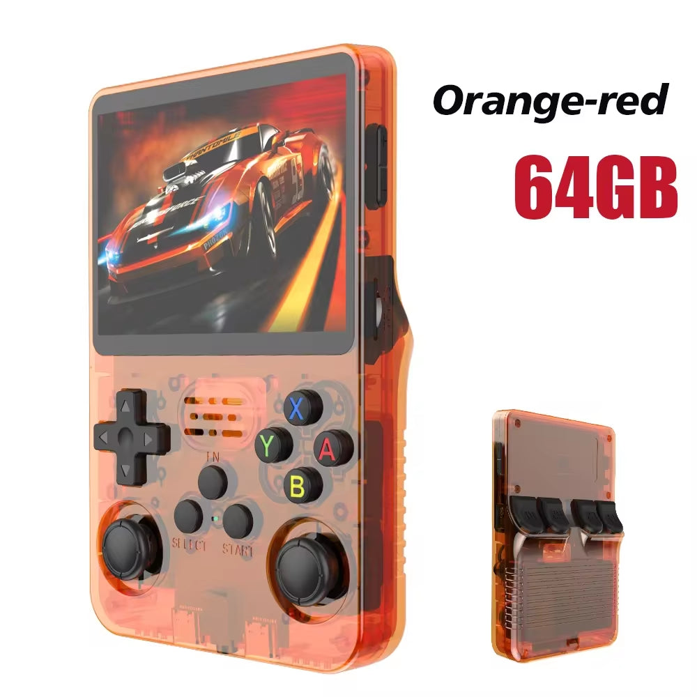 Nueva consola portátil retro R36S con sistema Linux, pantalla IPS de 3.5 pulgadas, reproductor portátil de videojuegos de bolsillo, 64GB/128GB, ideal como regalo para niños.