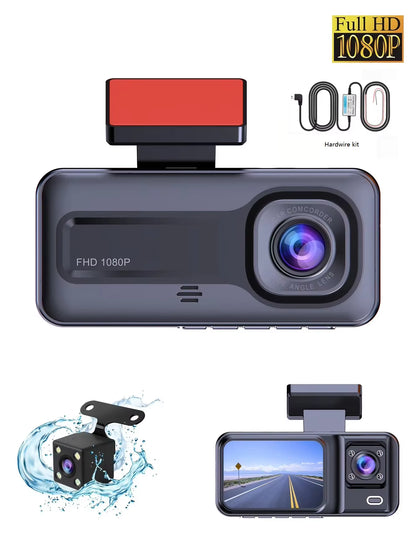 Cámara Dash Cam Frontal, Trasera e Interior 1080P Full HD de 3 Cámaras, Grabadora de Video para Automóvil tipo Caja Negra con Triple Cámara.